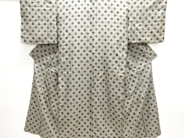 JAPANESE KIMONO / ANTIQUE KIMONO / SILK / MEISEN / WOVEN RHOMBUS